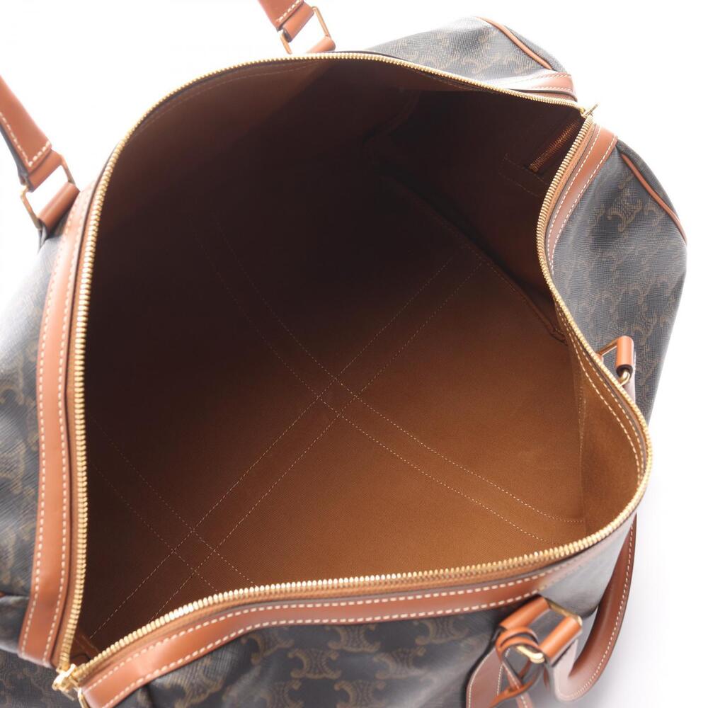 Celine Triomphe Boston Bag Canvas Leather Black Brown - Picture 3 of 6